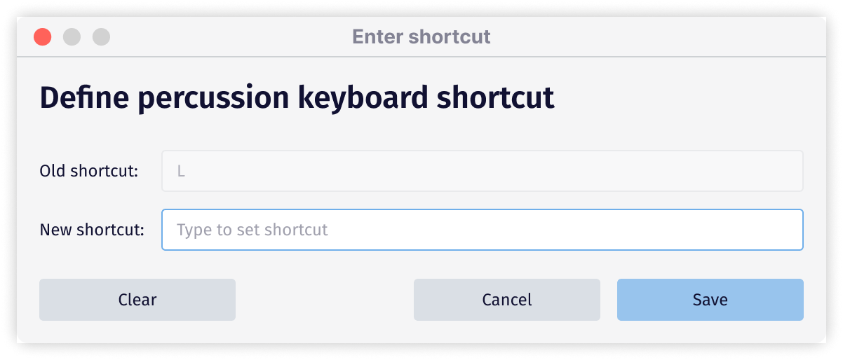 Picture of the "Define keyboard shortcut dialog"